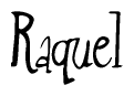 The image is a stylized text or script that reads 'Raquel' in a cursive or calligraphic font.