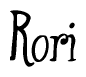   The image is of the word Rori stylized in a cursive script. 