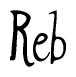 The image is of the word Reb stylized in a cursive script.