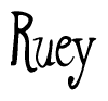 The image is of the word Ruey stylized in a cursive script.
