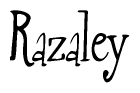 The image contains the word 'Razaley' written in a cursive, stylized font.