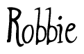 The image is a stylized text or script that reads 'Robbie' in a cursive or calligraphic font.