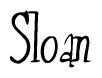 The image contains the word 'Sloan' written in a cursive, stylized font.