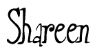 The image is a stylized text or script that reads 'Shareen' in a cursive or calligraphic font.