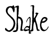 The image is a stylized text or script that reads 'Shake' in a cursive or calligraphic font.