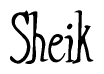 The image is a stylized text or script that reads 'Sheik' in a cursive or calligraphic font.