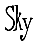 The image is a stylized text or script that reads 'Sky' in a cursive or calligraphic font.