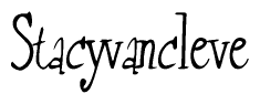 The image is of the word Stacyvancleve stylized in a cursive script.