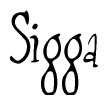 The image contains the word 'Sigga' written in a cursive, stylized font.