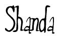 The image is of the word Shanda stylized in a cursive script.