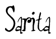 The image contains the word 'Sarita' written in a cursive, stylized font.