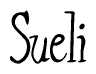 The image is a stylized text or script that reads 'Sueli' in a cursive or calligraphic font.