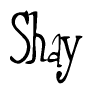 The image contains the word 'Shay' written in a cursive, stylized font.