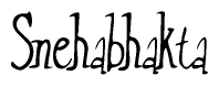 The image contains the word 'Snehabhakta' written in a cursive, stylized font.