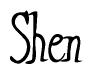 The image is a stylized text or script that reads 'Shen' in a cursive or calligraphic font.