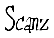 The image is of the word Scanz stylized in a cursive script.