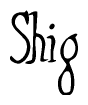 The image is of the word Shig stylized in a cursive script.