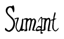 The image contains the word 'Sumant' written in a cursive, stylized font.