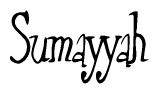 The image is of the word Sumayyah stylized in a cursive script.