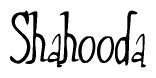 The image is a stylized text or script that reads 'Shahooda' in a cursive or calligraphic font.