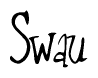 The image is a stylized text or script that reads 'Swau' in a cursive or calligraphic font.