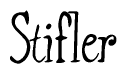 The image contains the word 'Stifler' written in a cursive, stylized font.
