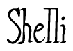 The image is a stylized text or script that reads 'Shelli' in a cursive or calligraphic font.