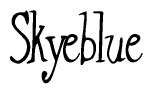 The image contains the word 'Skyeblue' written in a cursive, stylized font.
