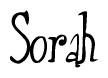 The image contains the word 'Sorah' written in a cursive, stylized font.
