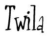 The image is of the word Twila stylized in a cursive script.