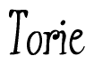 The image is of the word Torie stylized in a cursive script.
