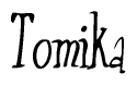 The image is a stylized text or script that reads 'Tomika' in a cursive or calligraphic font.