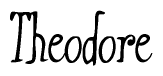 The image contains the word 'Theodore' written in a cursive, stylized font.