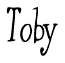 The image is a stylized text or script that reads 'Toby' in a cursive or calligraphic font.