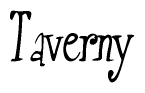 The image is of the word Taverny stylized in a cursive script.
