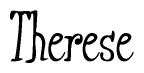 The image is of the word Therese stylized in a cursive script.