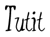 The image is a stylized text or script that reads 'Tutit' in a cursive or calligraphic font.