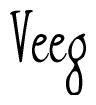 The image contains the word 'Veeg' written in a cursive, stylized font.