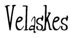 The image is a stylized text or script that reads 'Velaskes' in a cursive or calligraphic font.