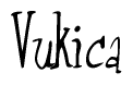 The image contains the word 'Vukica' written in a cursive, stylized font.