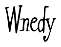 The image is a stylized text or script that reads 'Wnedy' in a cursive or calligraphic font.