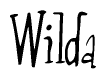 The image contains the word 'Wilda' written in a cursive, stylized font.
