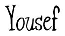 The image contains the word 'Yousef' written in a cursive, stylized font.