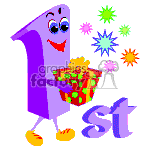   The image features an animated number one character with a face, arms, and legs. The character is purple and has a happy expression with its tongue sticking out. It