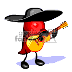 Chili pepper playing the guitar.