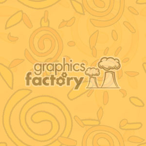 An abstract clipart image featuring a yellow background with swirling patterns and small shapes resembling leaves scattered throughout.