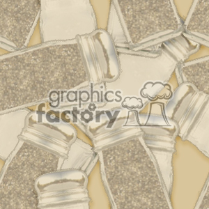 A clipart image featuring multiple salt shakers scattered randomly across a beige background.