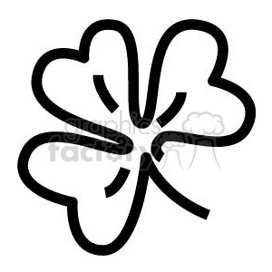 A simple black and white line art illustration of a shamrock, a symbol commonly associated with St. Patrick's Day.