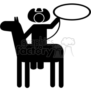 Silhouette of a cowboy on a horse with a lasso, designed for vinyl cutting and Western-themed signage.