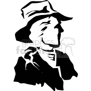 Silhouette of a cowboy in profile wearing a hat and bandana, designed for vinyl-ready graphics and signage with a Western theme.